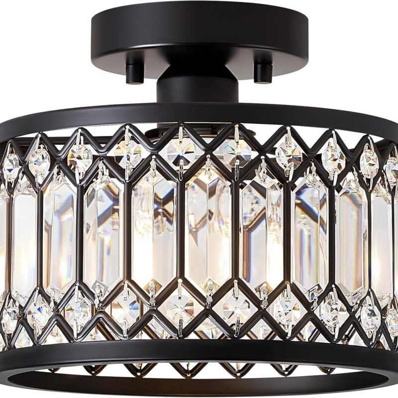 The Crystal Noir | Modern Semi-Flush Mount